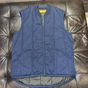 Vintage Mens RED KAP Insulated Vest Size Large Navy Blue Quilted